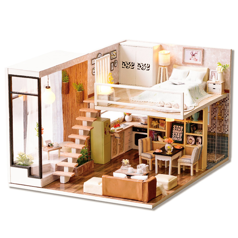 Modern Wooden DIY Doll House with LED Light - Image 7