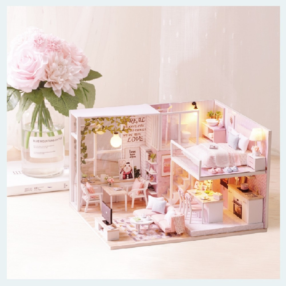 Modern Wooden DIY Doll House with LED Light - Image 6