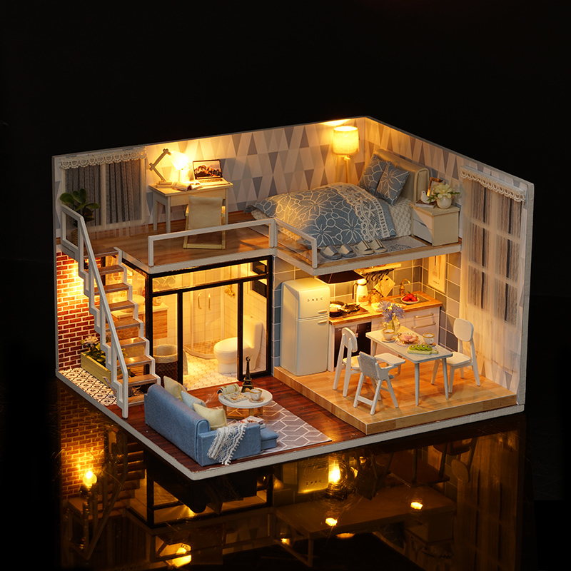 Modern Wooden DIY Doll House with LED Light - Image 3